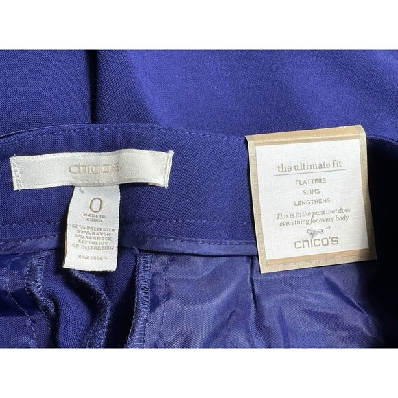 Chicos Manhattan Satin Trim Ankle Pants Sz 0 (4/Small) Carbon Blue Ultimate Fit - Picture 5 of 11
